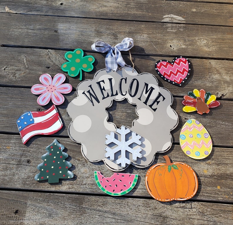 Interchangeable Door Hanger Seasonal Door Hanger Wreath Etsy