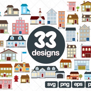 33 Building Clipart Collection, Houses Clipart svg, Houses Clip Art, Buildings Clipart, Cottage Clipart, House Clipart, Homes Clipart