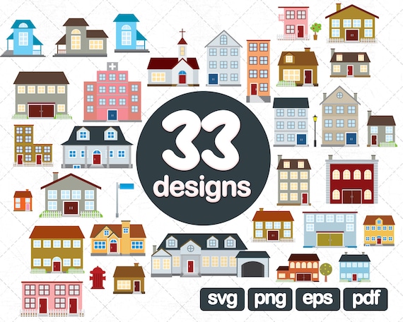 Download 33 Building Clipart Collection Houses Clipart Svg Houses Etsy