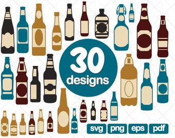 30 Alcohol Bottles Clipart, drinks, wine bottle svg, champagne, martini, whiskey bottle, cognac, beer bottle, graphic, illustrations