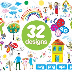 32 Kids Drawing Clipart
