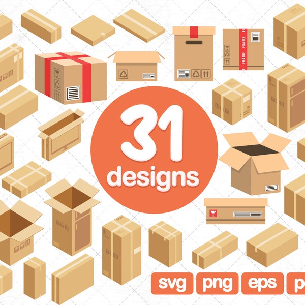 31 - Boîtes clipart, boîte-cadeau clipart, pli boîte, imagex boîte, impression boîte, boîte imprimable, boîte cricut