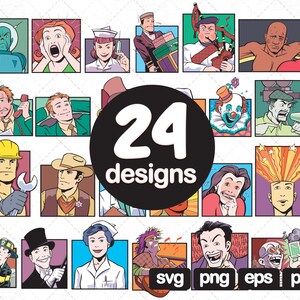24 Carton Сomics Clipart SVG Collection