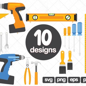 10 Hand Tools clipart SVG, hammer clipart, tools svg, construction clipart, wrench clipart, tools silhouette, screwdriver clipart, vector