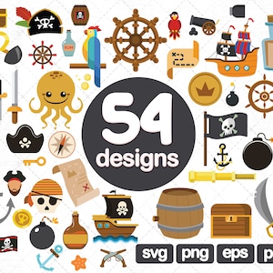 54 Pirate clipart Bundle, pirate ship,  pirates clipart, pirate parrot, pirate cut files, pirate hat, pirate flag, scrapbooking clipart, png