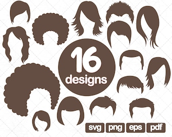 16 clipart Hairdo, estilo de cabello svg, silueta de pelo, imágenes de pelo, cabello png, corte de pelo, diseño de pelo, corte de pelo, imágenes prediseñadas, gráfico de pelo