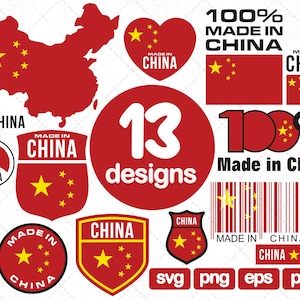 13 Hecho en China Clipart, Hecho en China svg, Hecho en China lable, Hecho en China banner, China pegatinas calcomanías