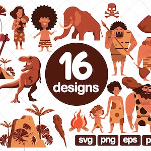 16 Neanderthal Clipart, Prehistoric clipart Stone age clipart Ice age graphics Caveman clip art Paleo clip art Mammoth Cave Neanderthal Fire