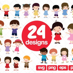 24 Clipart para niños, clipart para niños, clipart para niñas, clipart para niños, clipart para bebés, clipart de dibujos animados, clipart para niños lindos, png, svg, imágenes, imprimir, cortar
