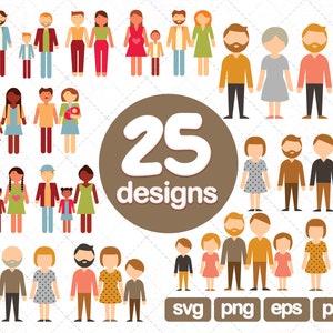 25 Family clipart, family clipart, stick family svg, dad, mom, baby, girl, boy, mother, father, grandmother, grandfather, svg, png, images
