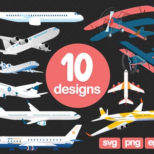 10 Planes Clipart Bundle, Plane svg, Plane clipart, Plane clipart, Plane images, Plane svg, Plane png, images png, cricut