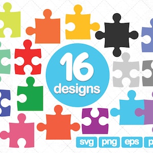 16 Puzzle png, puzzle svg, puzzle piece svg,  puzzle clipart, sublimation png, autism awareness png, puzzle cut files, puzzle cricut