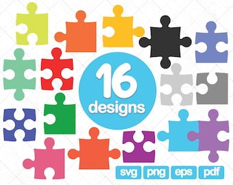 16 Puzzle png, puzzle svg, puzzle piece svg,  puzzle clipart, sublimation png, autism awareness png, puzzle cut files, puzzle cricut