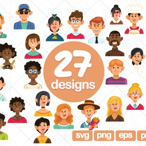 27 People Avatar Clipart Bundle, woman clipart, man clipart, persons clipart, characters clip art, flat people clipart, fashion avatar