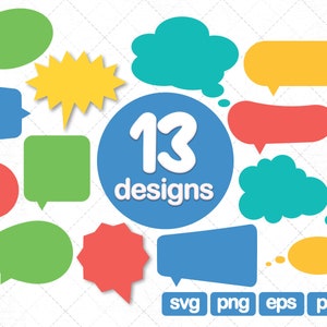13 Sprachblase Clipart, Blasen Svg, Chat Blase Svg-Datei, Chat Cricut, Gedanken Blase geschnitten Datei, Blase Bundle, Kommentar Fenster Svg, Dialog