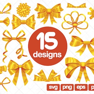 15 Bows Clipart, Ribbons Clipart, ribbon svg, ribbon png, ribbon print, ribbon illustrations, ribbon graphic, ribbon download