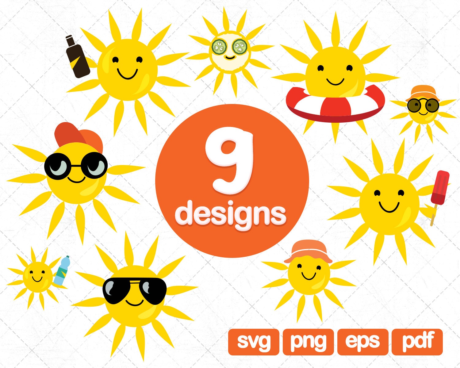 9 imágenes prediseñadas del sol, sol svg, imágenes prediseñadas de verano, cricut de sol, sol png, imágenes prediseñadas del tiempo, svg cara del sol, imágenes prediseñadas del sol lindo, imágenes prediseñadas del sol, kawaii