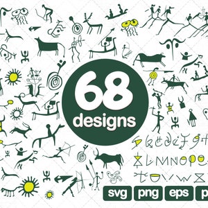 68 Rysunki skalne Clipart SVG