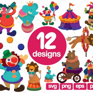 12 Circus Clipart, carnival clipart, clown clipart, circus party, circus elephant, circus tent, lion, circus images, circus birthday png