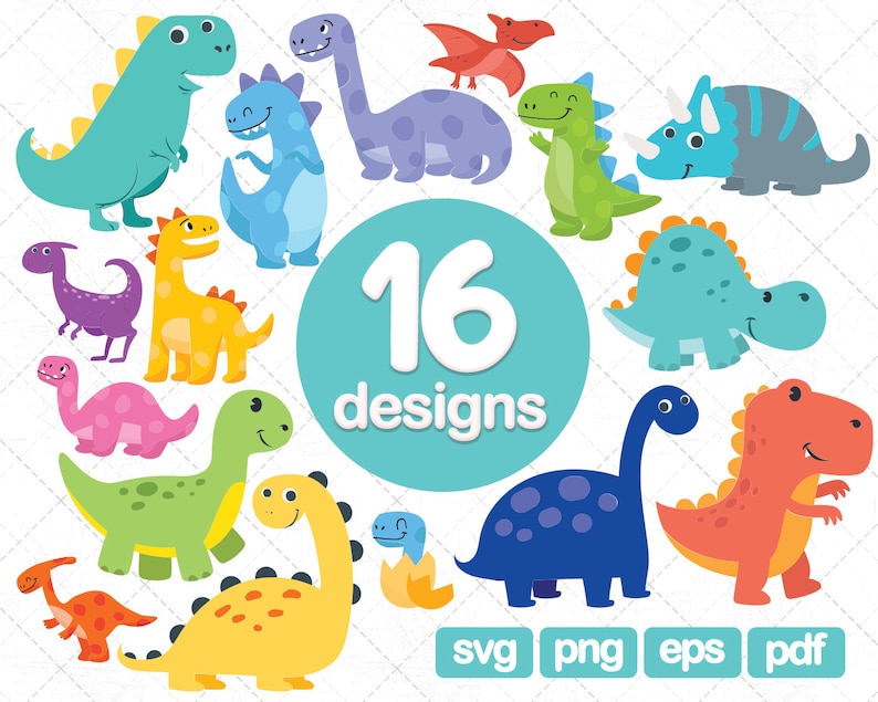 Puede incluir: Un conjunto de 16 ilustraciones de dinosaurios coloridos, que incluyen una variedad de dinosaurios, como un estegosaurio, un triceratops y un pterod&aacute;ctilo. Las ilustraciones son de estilo de dibujos animados y son perfectas para usar en libros para ni&ntilde;os, manualidades u otros proyectos creativos. 16 dise&ntilde;os.
