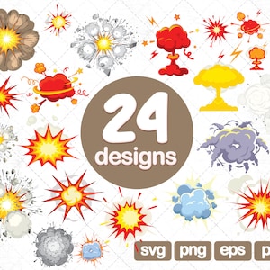 24 Esplosione Clipart SVG Collezioni, esplosione nucleare png, clipart bomba, esplosione di fumetti, clipart scoppio, esplosione atomica