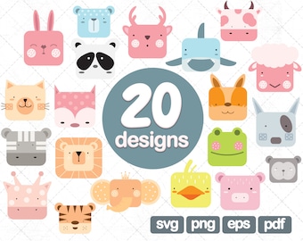 20 Safari Baby Animals Clipart, Jungle Animals Clipart, Zoo Animals Clipart, Animals png, Animals svg, Animals images, Animals graphics