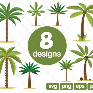 8 Palms clipart, palm tree svg, summer clipart, palm silhouette, palm tree printable, palm cricut, palm png, palm images, palm graphic