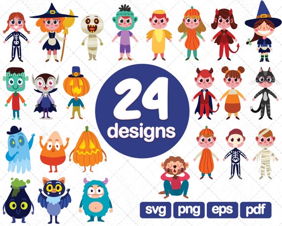 24 Halloween Character Clipart Bundle Halloween Clipart Etsy
