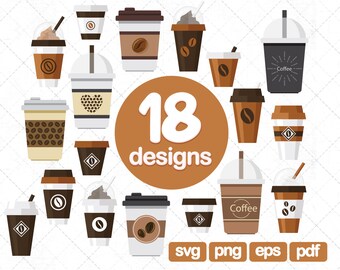 18 Coffee clipart, coffee cup clipart, coffee graphics, coffee svg, coffee mug clipart, coffee illustration,  coffee clipart set png images
