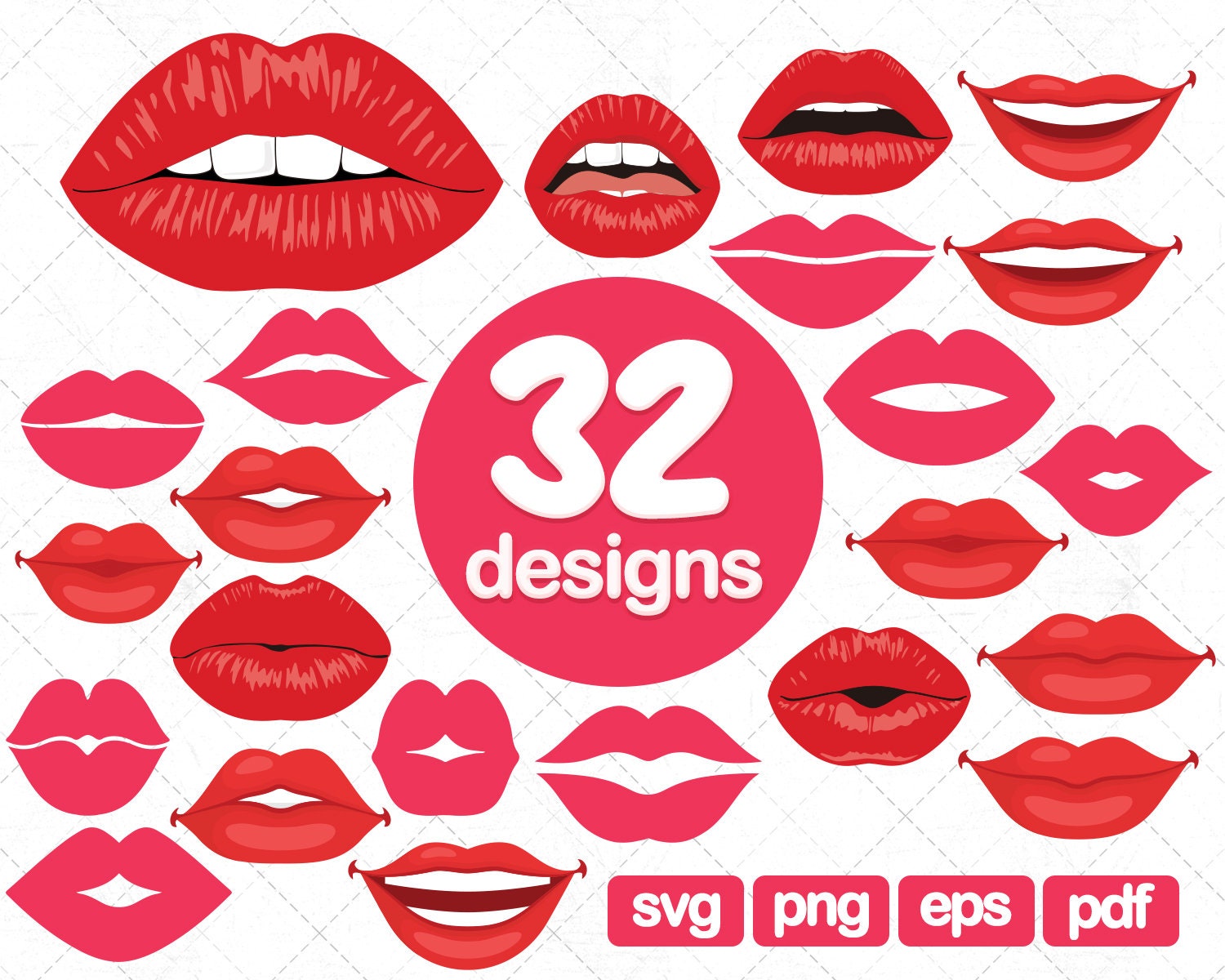 Download 32 Lips Clipart Bundle Svg Lips Png Lips Sublimation Kiss Etsy