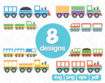 8 Train clipart, digital clipart, svg, eps, jpg, png images, toy train clipart, baby train clipart, transport clipart