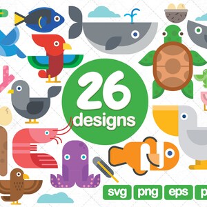 26 Animals Clipart, Cute Baby Animals Clipart, Vectors, SVG, eps, png, silhouette, cricut file, printable, scalable- vinyl, decal