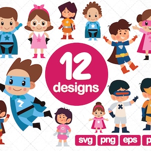 12 Superhero clipart, superhero svg,  superheroes clipart, superhero birthday, superhero boys, girls, superhero graphics, superhero png