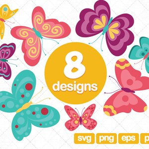8 Butterfly clipart, butterfly clipart, butterfly silhouette, svg files for cricut, butterfly cut file, butterfly vector, butterfly png