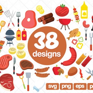 38 Barbeque clipart Bundle, picnic clipart, bbq clipart, grill clipart, bbq party, food clipart, meat clipart, steake, mages, png, printable
