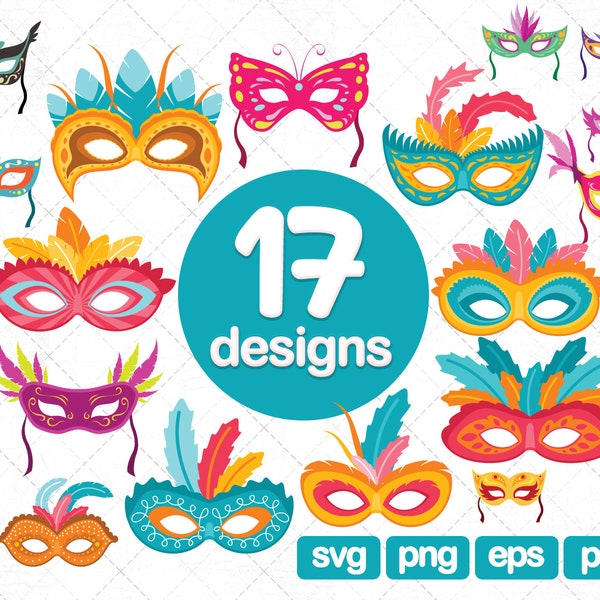 17 Carnaval Mask SVG, carnival mask svg, mardi gras mask, svg, clipart, mask, vector, png