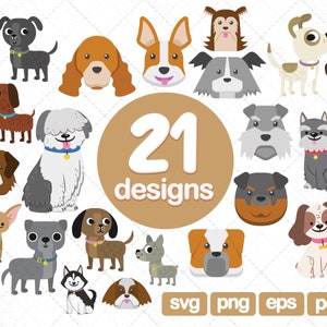 21 Chiens Clipart Bundle, Png Toy Dogs Clipart Bundle, Dog, Breeds, Pug, Pomeranian, Chihuahua, Dachshund Terrier, Maltese Pekingese, Shih Tzu