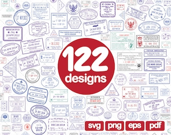 122 PAsport Stamp Clipart, Travel stamp Svg, Bundle,Postmark svg,Stamp svg,Travel stamp clipart vector svg png eps stencil