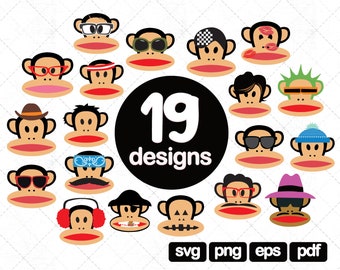 19 Monkey Face Clipart Bundle