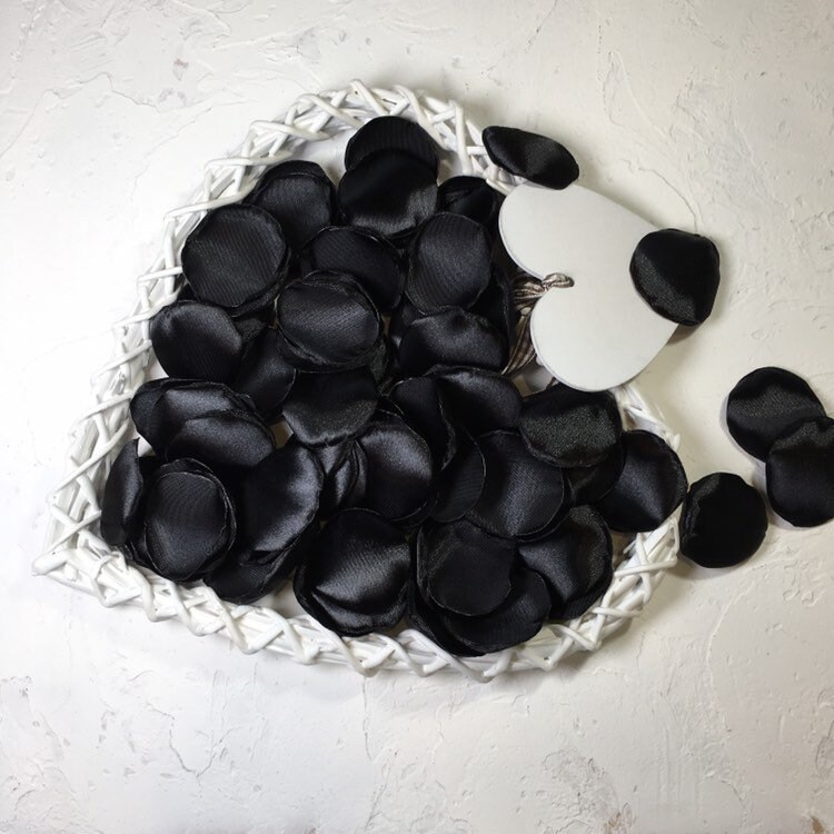 Black rose Petals. Satin handmade petals. Etsy