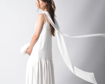 Long Wedding Chiffon Scarf, Sheer Wedding Shawl, Lightweight Bridal Wrap