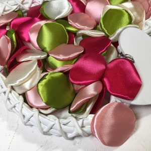 Handmade Satin Rose Petals: Dusty Rose, Berry Pink, Ivory