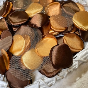 Chocolate rose satin petals.