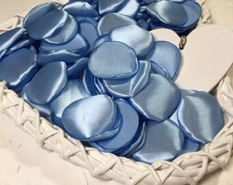 Steel Blue Satin Rose Petals: Handmade Wedding & Party Decorations