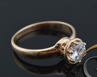 14K Gold Ring with Swarovski Zirconia Crystal Unique Best Gift for Womans and Girls Golden Princess Handcrafted Custom Golden Jewelry