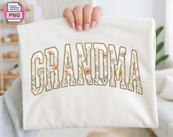 Floral Grandma PNG | Wildflower Shirt Design | Vintage Botanical Grandma Sublimation | Cottagecore Grandma PNG | POD/ DTf | Instant Download