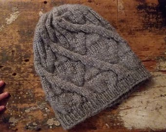Crochet PATTERN Cabled Wrap Slouchy Hat