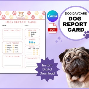 Printable Dog Report Card Dog Daycare Forms Pet Sitting - Etsy