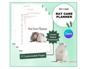 Umfassender Rattenpflegeplaner - 17 Seiten | Ratten Anleitung | Nager Pflegeplaner | Ratte Besitzer Planer | Sofortiger digitaler Download