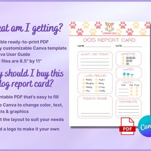 Printable Dog Report Card Dog Daycare Forms Pet Sitting - Etsy